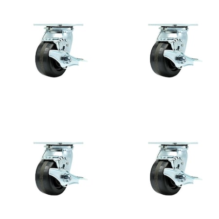Service Caster Tool Box Caster Wheel Set 4'' Phenolic Swivel Casters, 4PK TOOL-SCC-30CS420-PHR-TLB-4